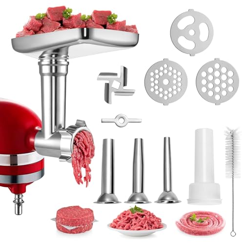 Youyijia Fleischwolf Aufsatz für KitchenAid Küchenmaschinen, Fleischwolf Zubehör inklusive 3...