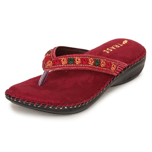 Image of TRASE Orthopedic Comfortable Footwear for Women | Stylish V Strap Chappal with Soft Cushioned Footbed | Perfect Slippers for Woman Daily Use