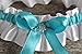 ''HANDMADE''Turquoise and white satin wedding garter with iridescent flower and rhinestone, Turquoise prom and wedding lingerie, Toss or keepsake garter