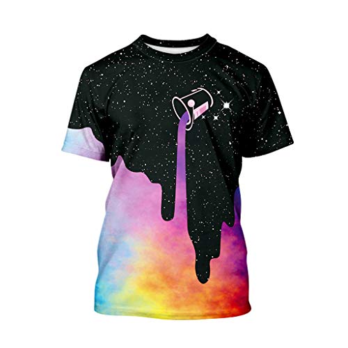 ClearanceGirls Boys Summer Clothes Short Sleeve T-Shirt Tops 7-14 Years Old Teen 3D Print Cartoon Casual Tee (9-10 Years Old, Black)