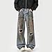 SUPTTING Pantalones vaqueros desgastados para hombre, lavado medio, pantalones de mezclilla rasgados,...