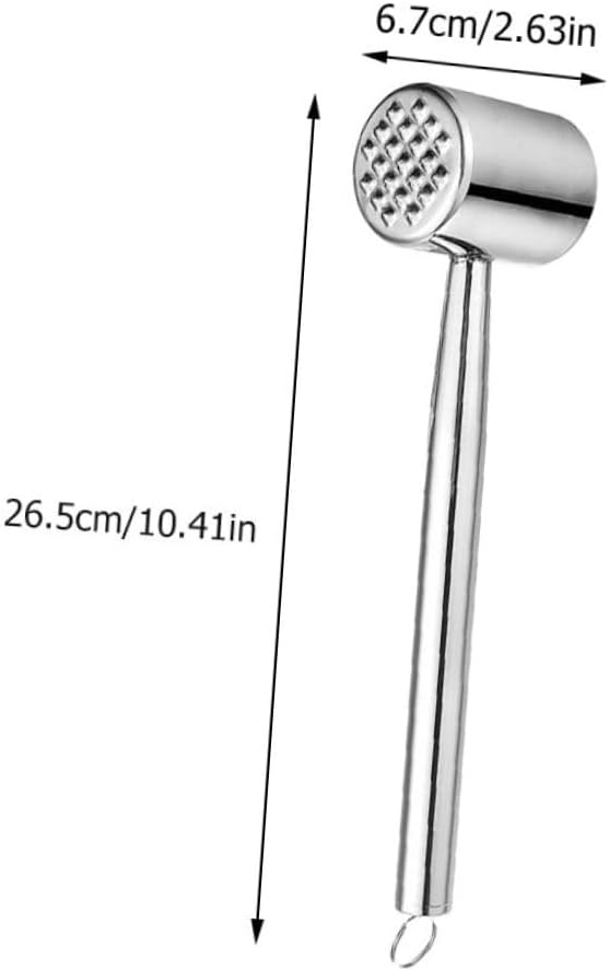 VALICLUD 2pcs Stainless Steel Meat Tenderizer and Mallet Kitchen Steak Hammer for Beef Pork Poultry Tenderizing Silver Home Use