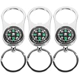 jojofuny 3 Piezas Llavero Brújula Pequeña de Aleación de Zinc Color Plata, Diseño Creativo y Delicado, Fácil de Llevar para Maleta o Maletín