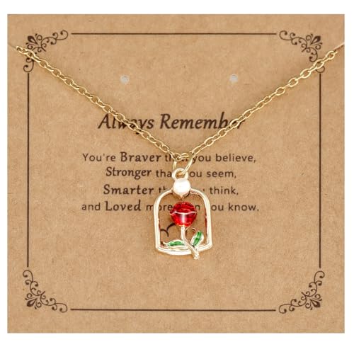 Princess Belle Accessories for Women Gifts Hawaiian Birthday Jewelry Accessories Princess Belle Rose Necklace