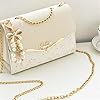 Gaobaozhu Clutch Geldbörse Abendtasche mit Schleife Anhänger für Frauen Umschlag Handtasche mit Kette Schultergurt Crossbody für Hochzeit Party Alltag Mädchen Geschenk, beige, 1 #2
