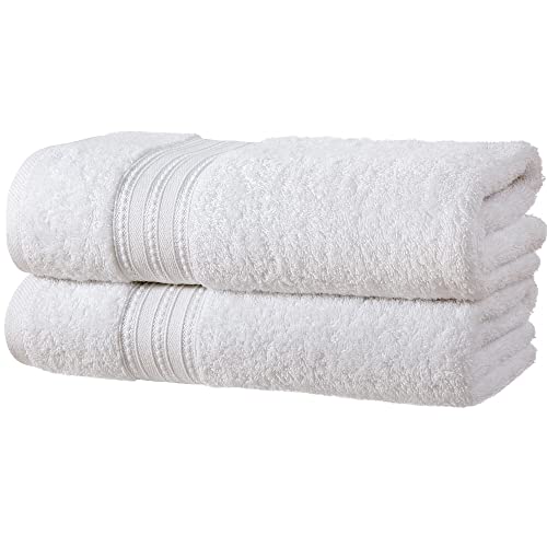 Erina (White) Cotton Bath Towel Pack of 2, 600 GSM Luxury Bath Towels 70x140 cm, 100% Ring Spun Combed Cotton Highly Absorbent Hotel Bath Towels - Soft Hotel Quality for Bath and Spa
