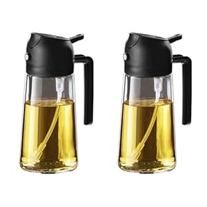 TrendPlain Oliedispenser, oliefles, 2-in-1 dispenser en spray, voor olijfolie en azijn, 470 ml, BPA-vrij, voor de keuken, barbecue, salades
