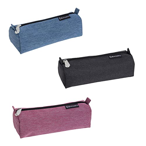 Exacompta - Réf. 52780E - 1 trousse ronde Denim 500 - fabriquée en polyester extra résistant entièrement doublé - avec un fond plat - couleurs aléatoires...