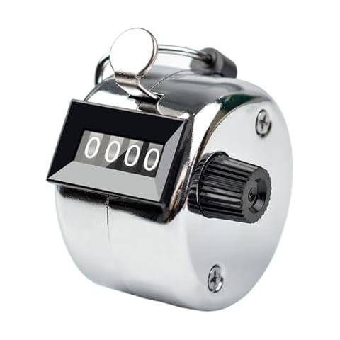EIDOWA 4 Digit Hand Tally Counter - Easy to Operate and Carry - Convenient Mechanical Counter Suitable for Golf Baseball Sports (Silver) Cover