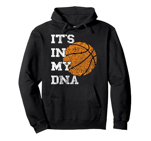 Basketball It's In My DNA Fingerprint Playing Basketball Pullover Hoodie, Adult Unisex, Black...