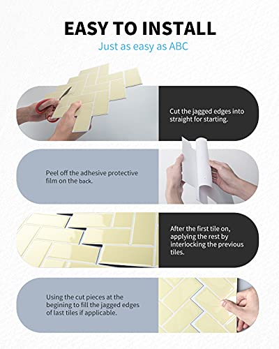 Art3D Herringbone Peel And Stick Backsplash Tiles (10 Tiles, Thicker Version) #TOP4