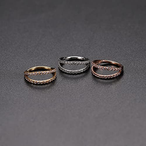 Gagabody 16G Daith Earrings Hoop Earrings Silver Nose Hoops Double Open Stack 16 Gauge Septum Hoop Seamless Septum Clicker 6Mm Septum Ring Helix Earring Rook Earrings Nose Rings Surgical Steel #TOP3
