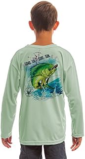 SAND.SALT.SURF.SUN. Saltwater Fish Dorado Youth UPF 50+ UV Sun Protection Performance Long Sleeve