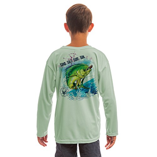SAND.SALT.SURF.SUN. Saltwater Fish Dorado Youth UPF 50+ UV Sun Protection Performance Long Sleeve