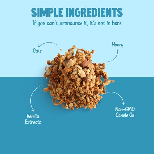 Image of Kellys Four Plus Granola Cereal | Vanilla Almond Healthy Granola for Yogurt | Hand Made Organic Snacks for Breakfast - 12 oz (Pack of 6)