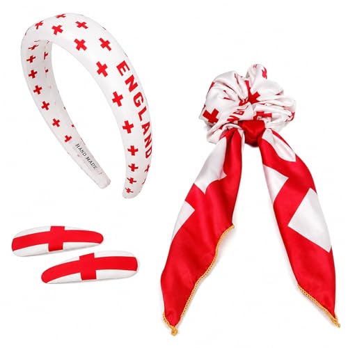 PMAIHNAS England Flag Women 4-Piece Hair Accessory Set