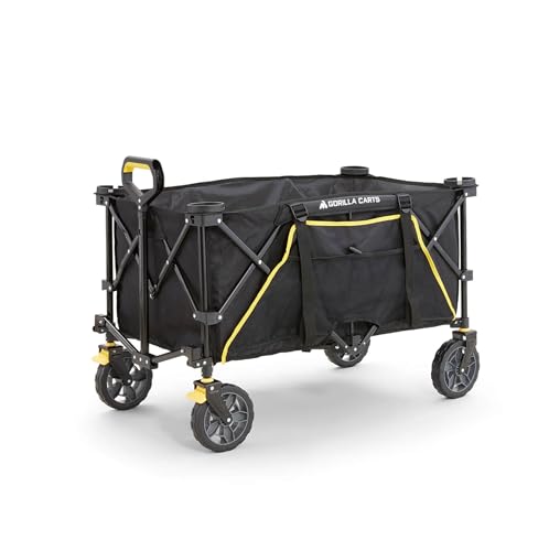 Image of Gorilla Carts Collapsible Folding Outdoor Utility Wagon, 7 Cu Ft, Black