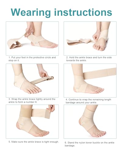 FitDA Sprunggelenkbandage, Ultradünne Knöchelbandage für Sport & Alltag, Atmungsaktive & Leichte, Bandage Fußgelenk mit Klett, Einstellbares Fußgelenkstütze für Damen & Herren(M-Hautfarbe)