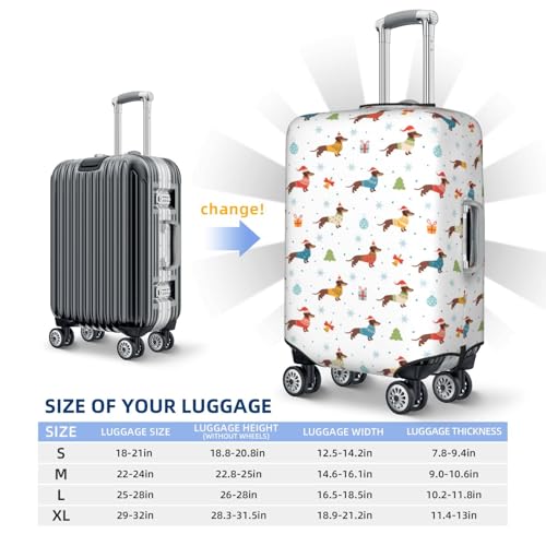 Winter Snowflake Dachshund Print Luggage Cover For Suitcase,Washable Elastic Travel Suitcase Protector With Zipper Closure And Bottom Buckle – Fits 18-32" Luggage-Medium4