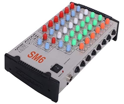 SM-6 Stereo Echo 6-channel Audio Mixer with TRS/Jack Inputs Digital Sound Mixer