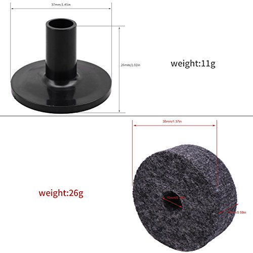 10Pcs Cymbal Stand Felt Washer And 10Pcs Plastic Drum Cymbal Stand Sleeves Replacement Grey #TOP4