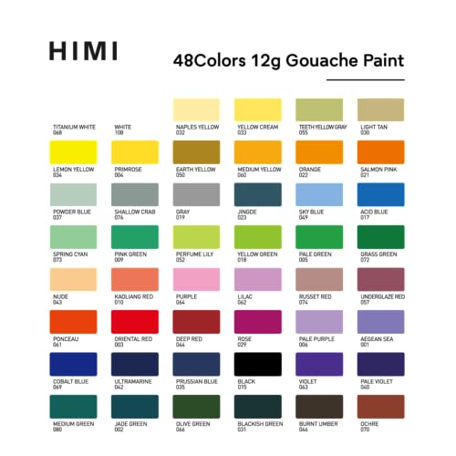 HIMI Conjunto de tinta guache gelatinosa de copo duplo, 48 cores 12 g, design de copo de gelatina, t