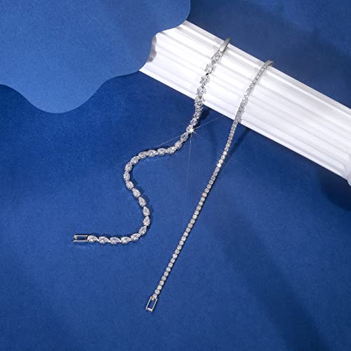 14K Silver Plated Tennis Bracelet Cubic Zirconia Classic Bracelet Silver Bracelets For Women Girls (Gszh-003) #TOP4