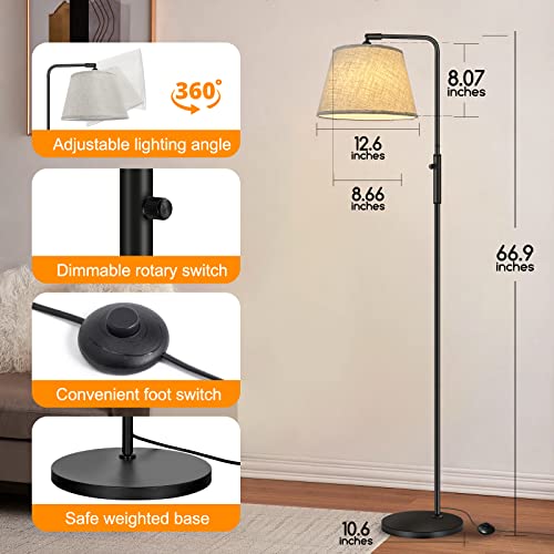 Yicenscoltd Lampe sur Pied pour Salon - 3 Températures de Couleur Dimmable (3000K-6500K), angle d'éclairage ajustable et interrupteur au pied, lampe de lecture 170cm pour chambre et bureau, LED 10W – vue 7