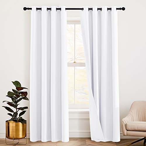 RYB HOME 100% Blackout Curtains 72 inch, 3 Layers Noise Cancelling Drapes