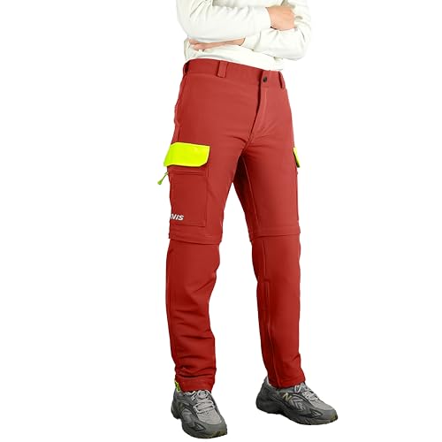 Navis Marine Herren Wanderhose Outdoor Zip Off Trekkinghose –Nylon Atmungsaktiv, Wasserabweisend, Schnell Trocknend, Ideal für Trekking & Reisen WS-004(Red,L)