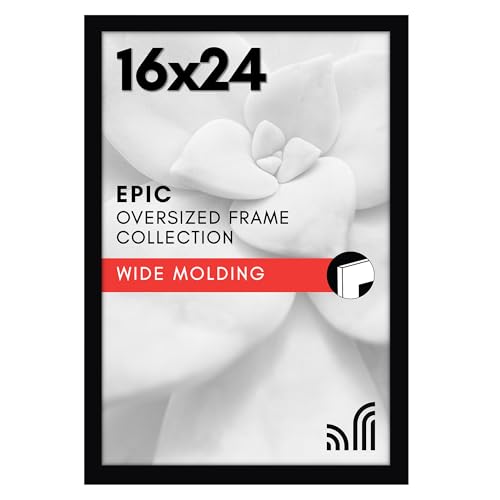 Americanflat 16x24 Poster Frame with Polished Plexiglass - Black Picture Frame - Wide Photo Frames Made of Engineered Wood for Vertical or Horizontal Wall Display - Epic Collection - Black