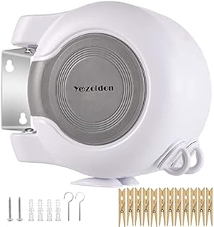 Retractable Clothes Line - Adjustable Double Reel Washing Lines, Wall-Mounted Portable Easy Installation Washing Lines, Clothes Dryer in Bathroom, Laundry, Patio, Balcony Indoor, Outdoor (Round, 15X2)