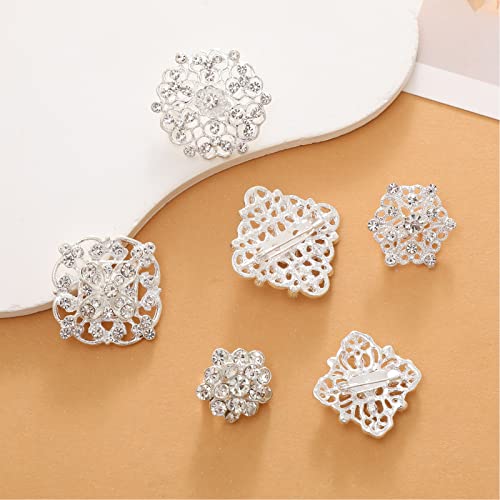 Image of 12 /36 Pieces Wedding Bouquet Brooches for Women Fashion, Rhinestone Bulk Flower Brooch Pins for Crafts