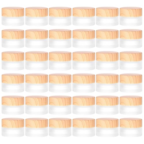 36 Pcs Glass Cosmetic Containers Glass Jars with Lids, 5 Gram Round Cosmetic Container Empty Sample Jars with Leak Proof Lids4