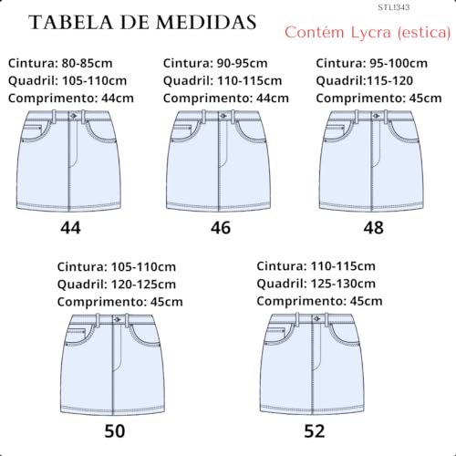 Saia Jeans Plus Size Feminina Cintura Alta Com Elastano Destroyed (52, Azul)