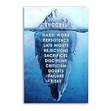 Ice Mountain Success Quote Motivational Poster Decorative Painting Canvas Wall Art Living Room Posters Bedroom Painting 24x36inch(60x90cm)
