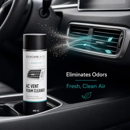 Image of EcoCare Car AC Vent & Duct Cleaner | 400ML Foam Cleaning Spray for Car Air Conditioner | Freshens & Cleans Dust Build-Up | Fast No-Rinse Formula (PREMIUM AC VENT 400ML)