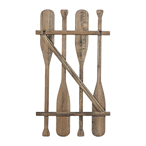 Deco 79 Wood Paddle Novelty Canoe Oar Wall Decor With Arrow And Stripe Patterns, 21" X 2" X 36", Brown #TOP6