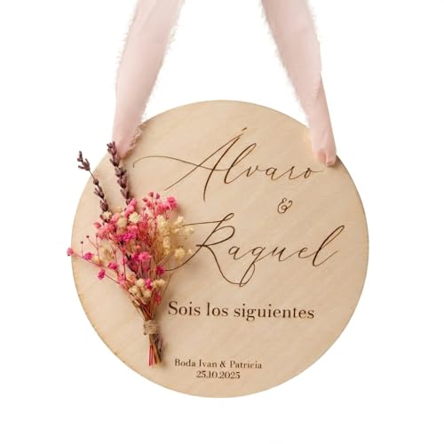 Genérico Placa de Madera ‘Sois los Siguientes’   Recuerdo Personalizado para Bodas con Flores Preservadas”
