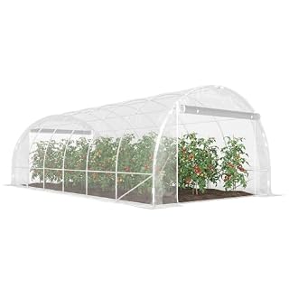 Outsunny serre tunnel 18 m² acier galvanisé PE 150 g/m²