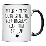 YouNique Designs 8 Year Anniversary Coffee Mug for Him, 11 Ounces, 8th Wedding Anniversary Cup For Husband, Eight Years, Eighth Year, 8th Year