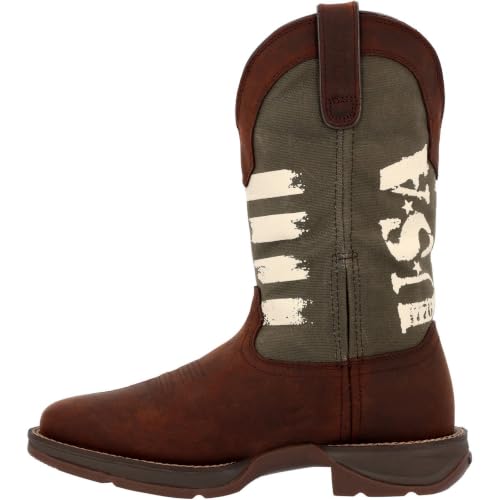 Durango Army Green USA Print Western Boot, Brown And Army Green, Size 10.5(M)