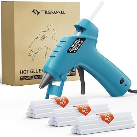 Tilswall Hot Glue Gun Kit with 30 Glue Sticks, Fast Preheating Mini Glue Gun for Kids' DIY School Arts/Crafts/Quick Home Repairs, 20W (Blue) Cover