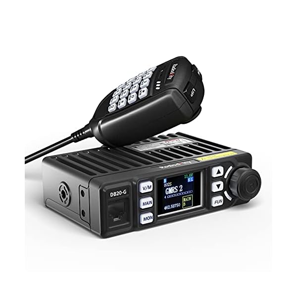 Radioddity DB20-G GMRS Mobile Radio for Car Vehicle, 20W Long Range Two Way Radio with Cigarette Lighter Plug, 500 Channels, VOX, Display Sync, for Off Road Overlanding 4×4