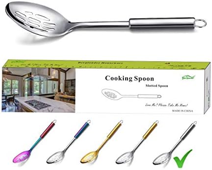 Cooking Spoon, Berglander Stainless Steel Slotted Spoon, Basting Spoon, Spoon For Cooking, Kitchen Serving Spoon Non-Stick And Heat Resistant,Dishwasher Safe, Easy to Clean