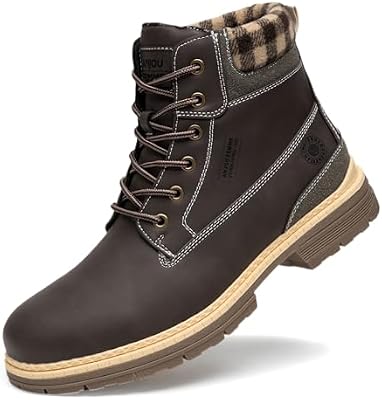 ANJOUFEMME Men's Winter Hiking Boots – Brown, Size 10.5 – Durable Cold‑Weather Trail Footwear