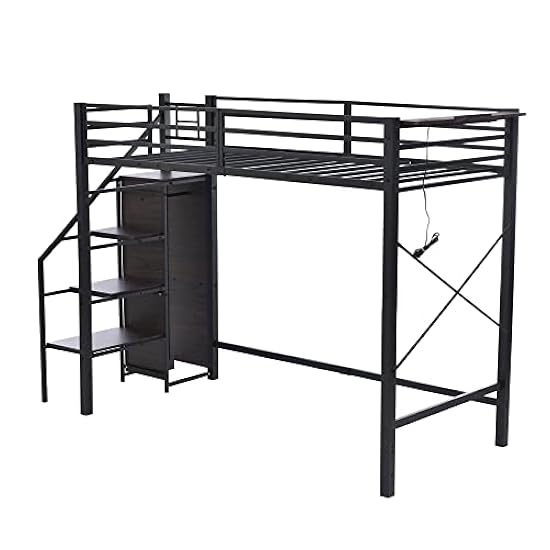 ブラック】システムベットロフトベッドシングルコンセント付き収納付き