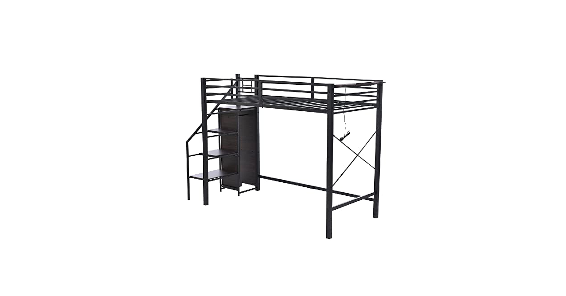 赤字価格！コンセント付きシステムベット(S)スチール 耐震　BLACK Amazon｜システムベット ロフトベッド シングル コンセント付き