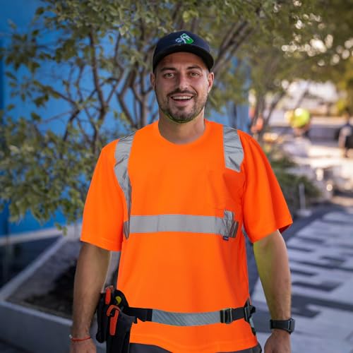 A-SAFETY Reflective Shirt for Men Orange, M