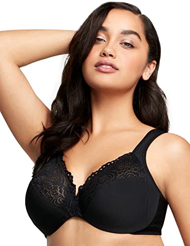 Glamorise Womens Low Cut Wonderwire Lace Underwire #1240 Full Coverage Bra, Black, 42Dd Us #TOP3